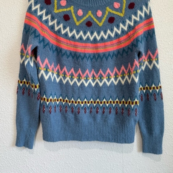 Sundance Catalog Size XS Glencoe Sweater Blue Fair Isle Wool Alpaca Blend Boho - Picture 5 of 9